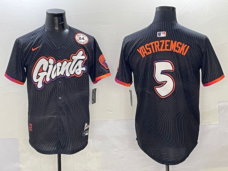 Men San Francisco Giants 5 Yastrzemski Black Joint Name 2025 Nike MLB Jersey style 39